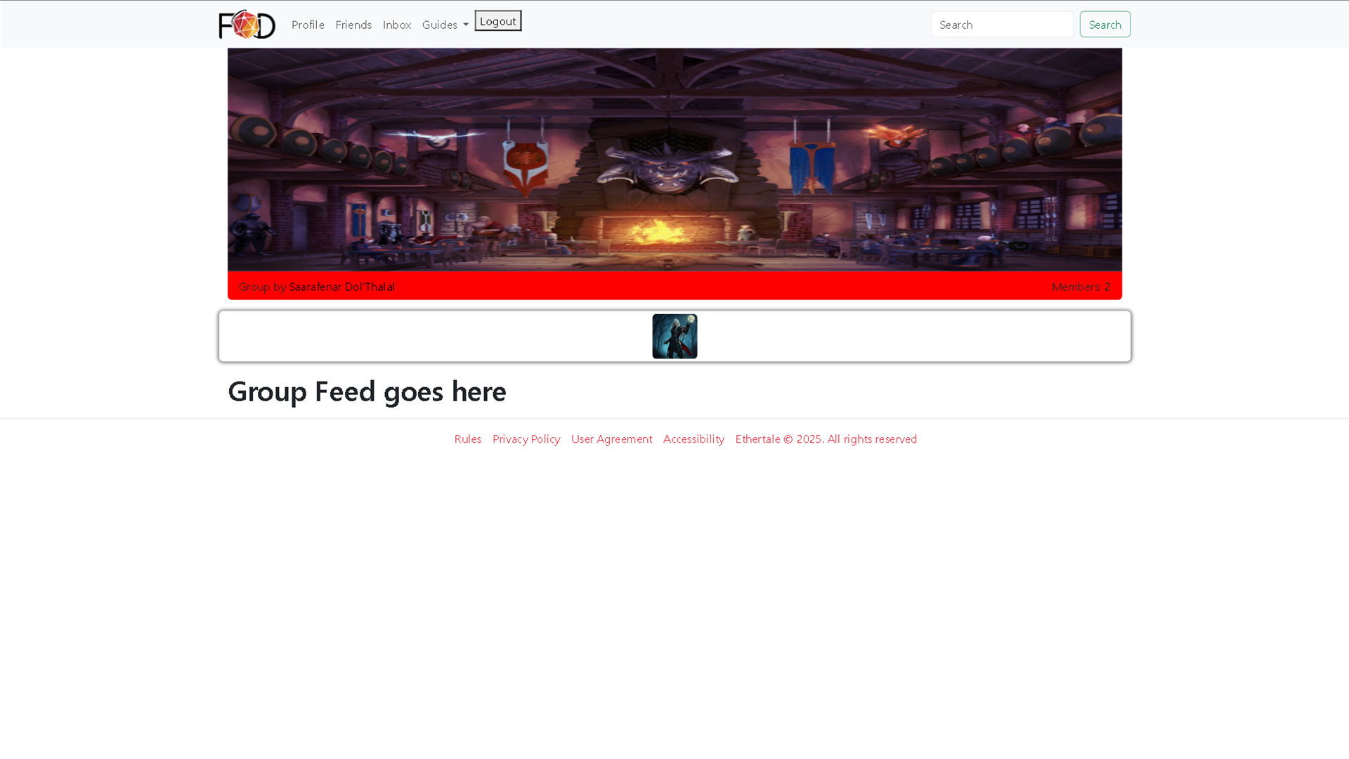 The group page shows the creator, a button appears to join/leave the group if the user that checks it isn't the owner of the group. Posts are a feature that is being worked on right now.